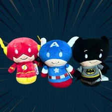 Heroes Batman, Flash, Captain America, Hallmark Itty Bitty Plushes, Set of 3