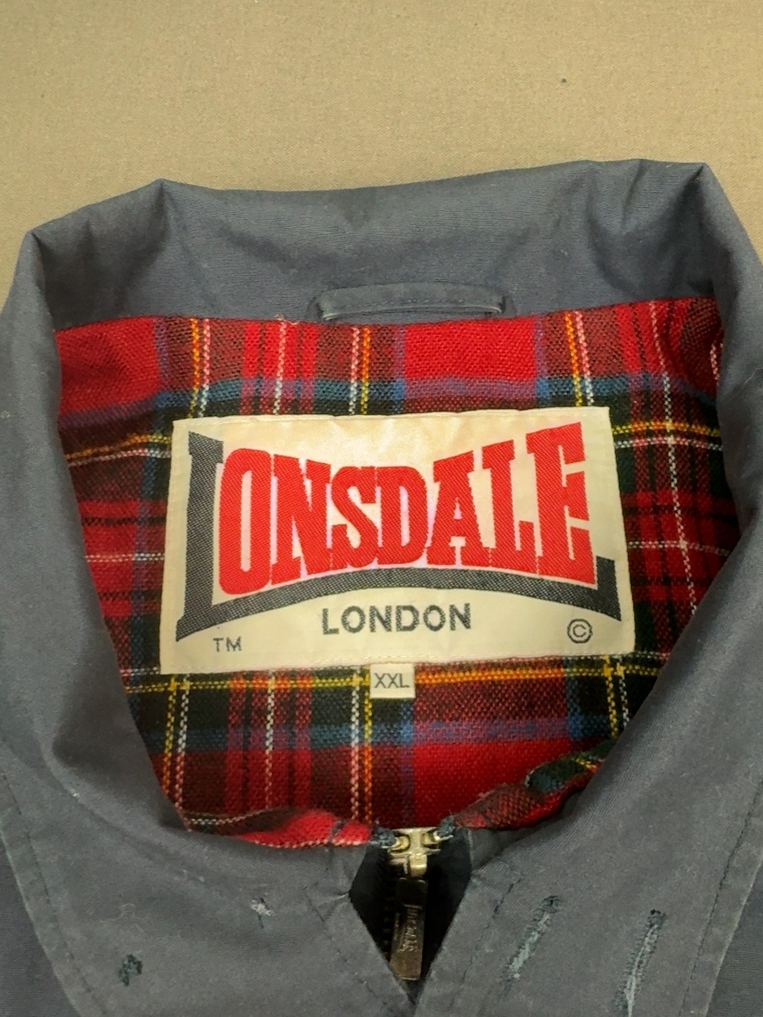 Lonsdale London Mens Classic Harrington Jacket Navy Blue Red Plaid Lining... image 3