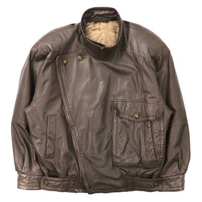 PIA SPORTS Leather Bomber Jacket 4 Brown Lamb Leather Sheep PIA SPORTS Leather Bomber Jacket 4 Brown Lamb Leather Sheep