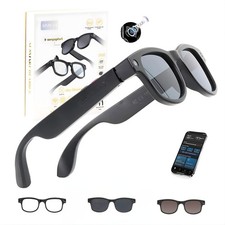 Smart AI Sunglasses with Camera  Bluetooth Audio Vintage Sports Driving Glasses