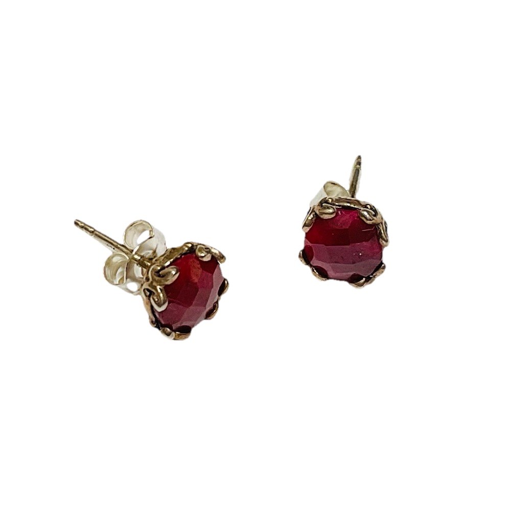 Samuel Benham Sterling Silver Ruby Stud Earrings … - image 3