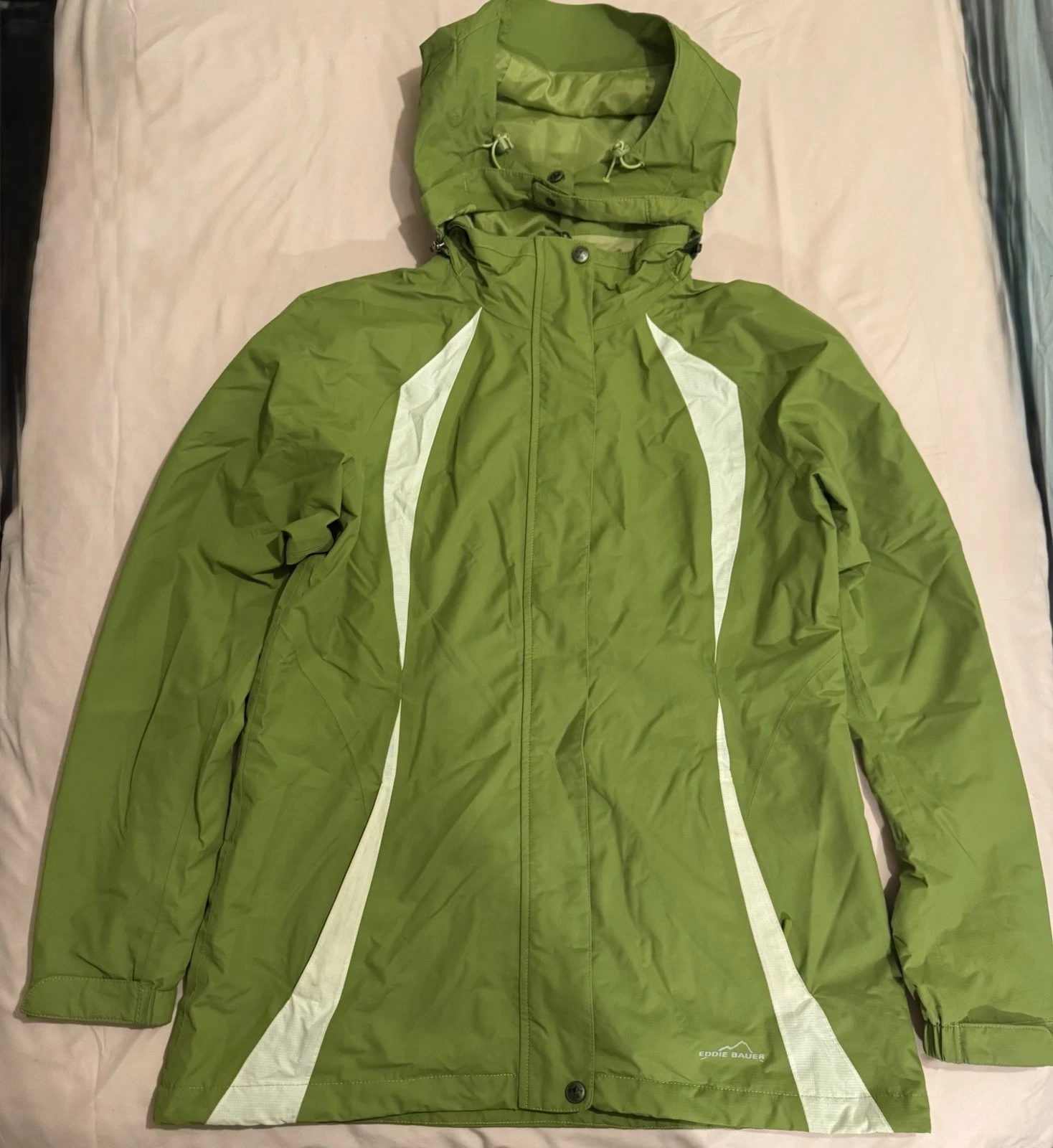 Eddie Bauer Jacket WeatherEdge Plus Unisex Sm/mw Green Waterproof Hooded Outdoor