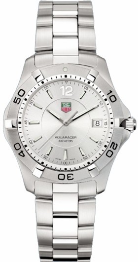 Tag Heuer Aquaracer 39mm Stainless Steel Silver Dial Quartz Men's Watch WAF1112