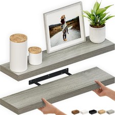 2 36" Wall Shelf Brackets, Invisible, Rustic Gray, 6" Deep