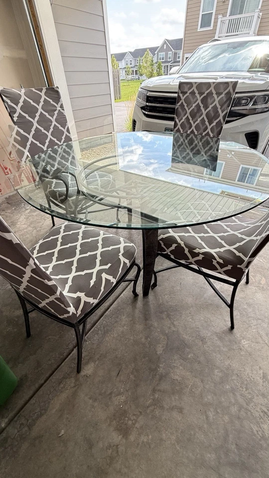 Steel Base Glass Table Set - Image 2 of 4