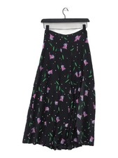 RIXO Women's Maxi Skirt S Black Floral 100% Silk Long Maxi