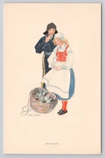 Aina Stenberg Masolle Bohulsan Fish in Basket Cultural Dress Sweden Postcard