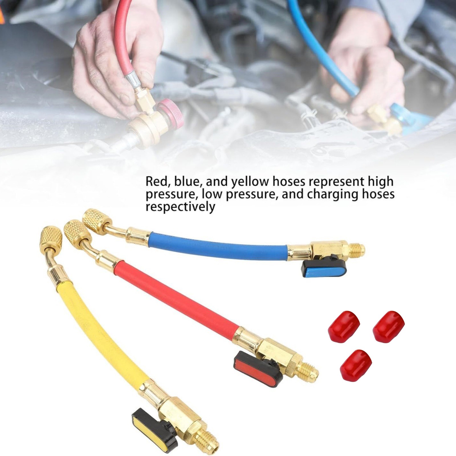For R134A R410A R22 Refrigerants 1/4" SAE Ball Valves Hose Great Compatibility