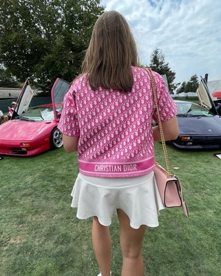 Christian Dior ピンク ノースリーブシャツ Dior Jacquard Oblique Logo Pink White Top Short Sleeve Zipper