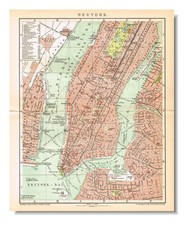 NEW  YORK  CITY 1894  Brooklyn Manhattan plan  Original Map NY STATE USA J