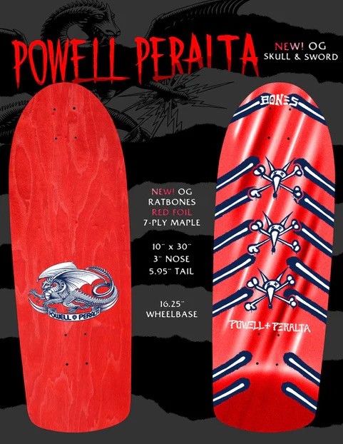Powell Peralta Skateboard Complete OG Rat Bones Red Foil Old