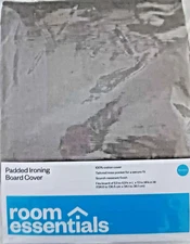 NEW IN PACKAGE Room Essentials Wide Padded Ironing Board Cover 100% Cotton, Grey