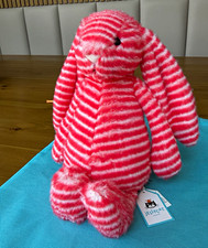 Rare & Retired - Jellycat Bashful Evey Bunny Medium - Pink & White Striped BNWT