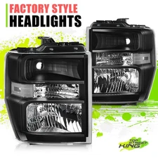 OE Style Black/Clear Headlights Pair for Ford E-150/250/350/450/650/750 SD 08-21