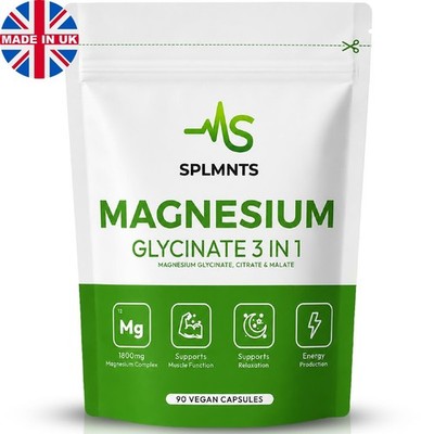 Magnesiumglycinat 3-in-1 Komplex, 1800mg Magnesium Nahrungsergänzungsmittel hohe Absorption