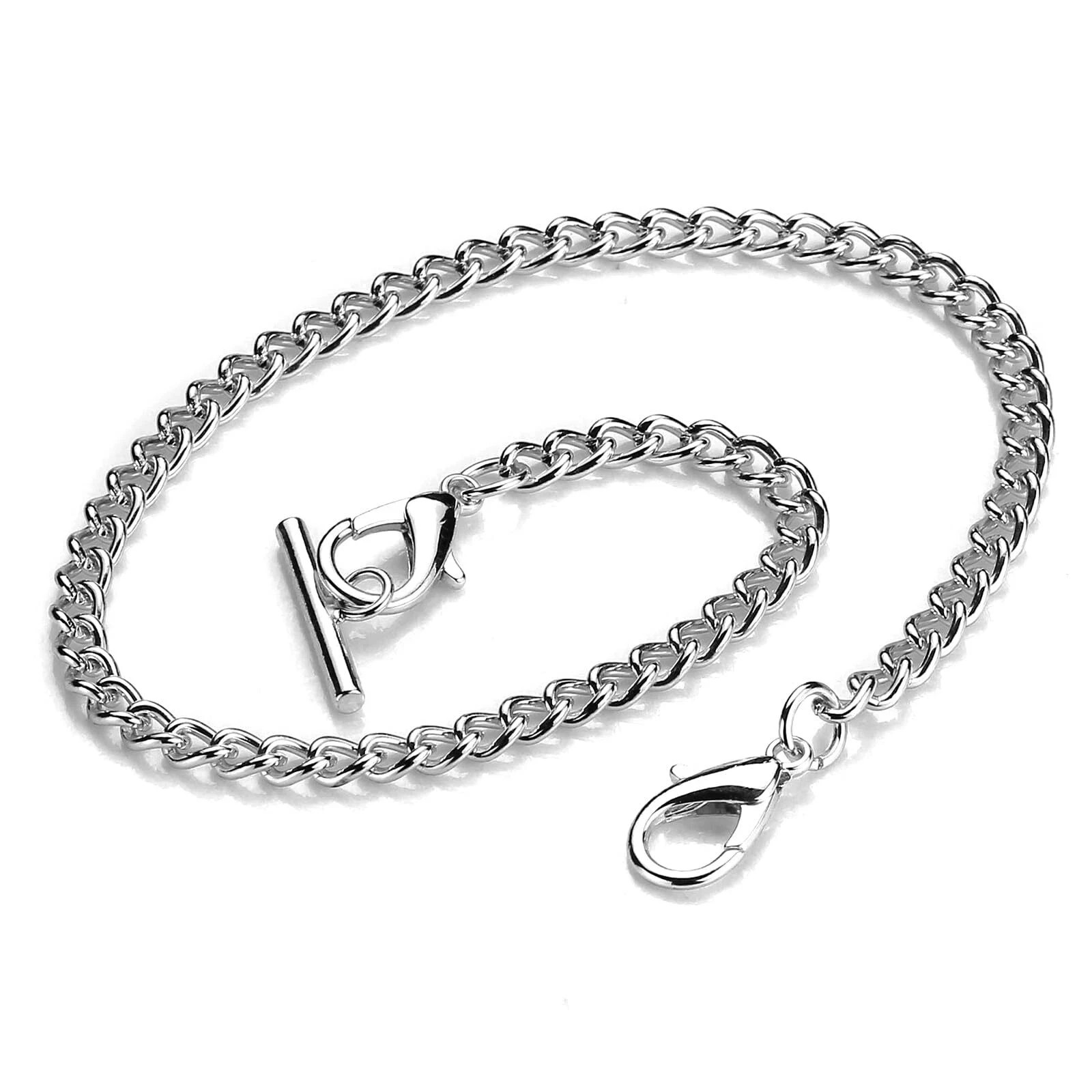 14 Inch Albert T Bar Pocket Watch Chain with Lobster Clasp  