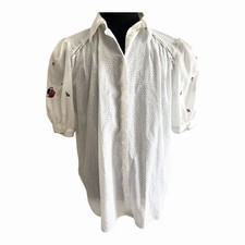 Julius Lang Trachtenbluse/ Landhausbluse mit Stickerei und Puff&auml;rmeln Gr.: 42
