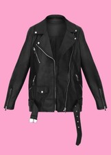 Brand New Y2k Vintage Faux Lather Jacket Size 8 (Small) Black