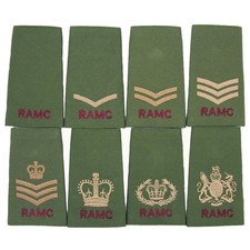 RAMC ROYAL ARMY MEDICAL CORPS OLIVE PCS BRITISH ARMY RANK SLIDES-SOLD IN PAIRS