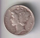1945-D MERCURY DIME 10¢ DENVER 90% SILVER COIN UNITED STATES MINT