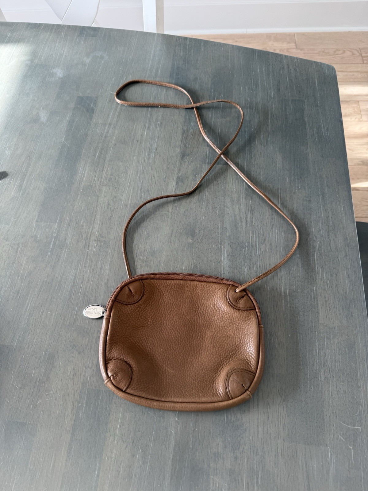 Small Leather Crossbody Bag Camel Brown Stone Mountain