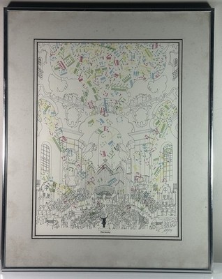 HARMONY B. Johysoy Framed Symphony Orchestra Illustration Art Print Signed Music