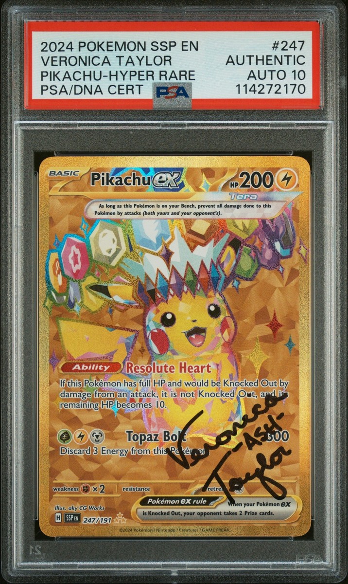 PSA 10 Pikachu Ex #247 Veronica Taylor Autograph 2024 Surging