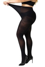 Women's Black Tights Plus Size 2 Pairs Control Top Basic Pantyhose XXXXL