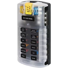 ST Blade Fuse Block - 12 Circuits with Negative Bus and Cover