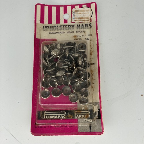 Vintage Package of 56 Hammered Head Nickel Upholstery Nails