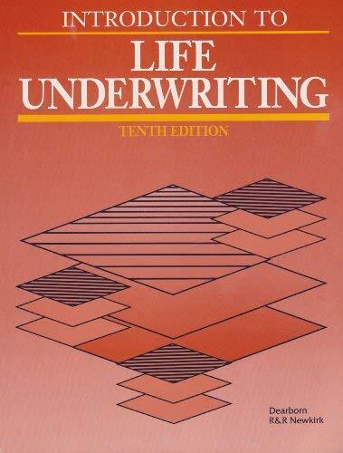 INTRODUCTION TO LIFE UNDERWRITING By Dearborn Financial Institute Mint Condition