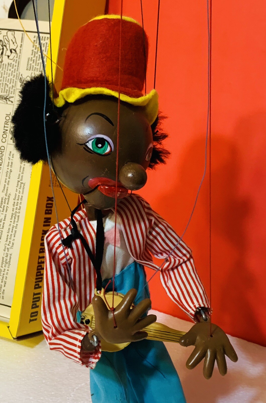 RARE PELHAM PUPPET MARIONETTE BANJO MINSTREL BLACK African AMERICANA BEAUTIFUL! Populair super goedkoop