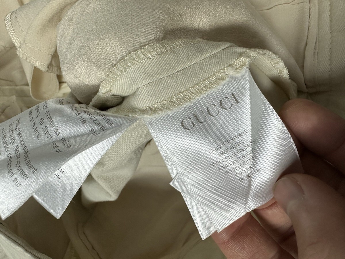 パンツ GUCCI BEIGE COTTON PANT GUCCI Cropped pleated cotton-blend canvas-jacquard wide-leg