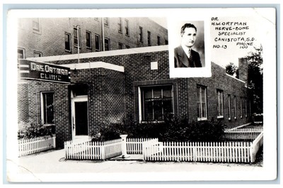 c1940's Dr. Ortman Clinic Nerve Bone Specialist Canistota SD RPPC Photo Postcard