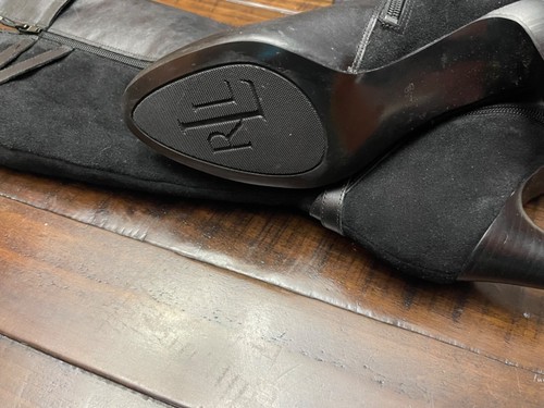 Ralph Lauren Ebony Black Almond leather and suede tall shaft boot. Gentle worn. - Picture 12 of 24
