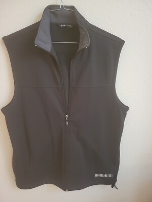 Men's PGA Tour Golf Vest medium, black with gray collar, pockets