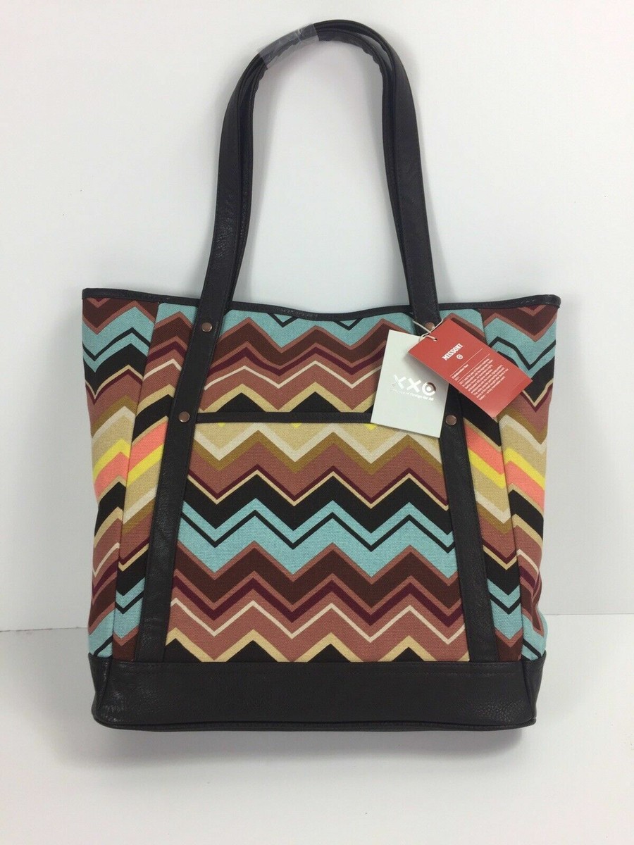 MISSONI for Target Beach Bag Multi Color CANVAS TOTE LG Zig-Zag