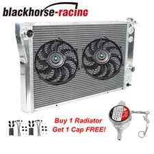 Fit 1984-1990 Chevy S10/Blazer/Corvette Aluminum 3 Row Radiator+ 2X 12" Slim Fan
