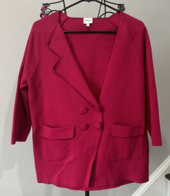 Armani Collezioni Womens V Neck  Button Down Cardigan Red Size 2