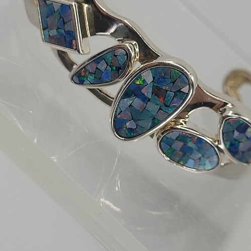 WHITNEY KELLY Modernist Sterling Blue Opal Mosaic Inlay 6.25” Cuff Bracelet - Picture 12 of 12