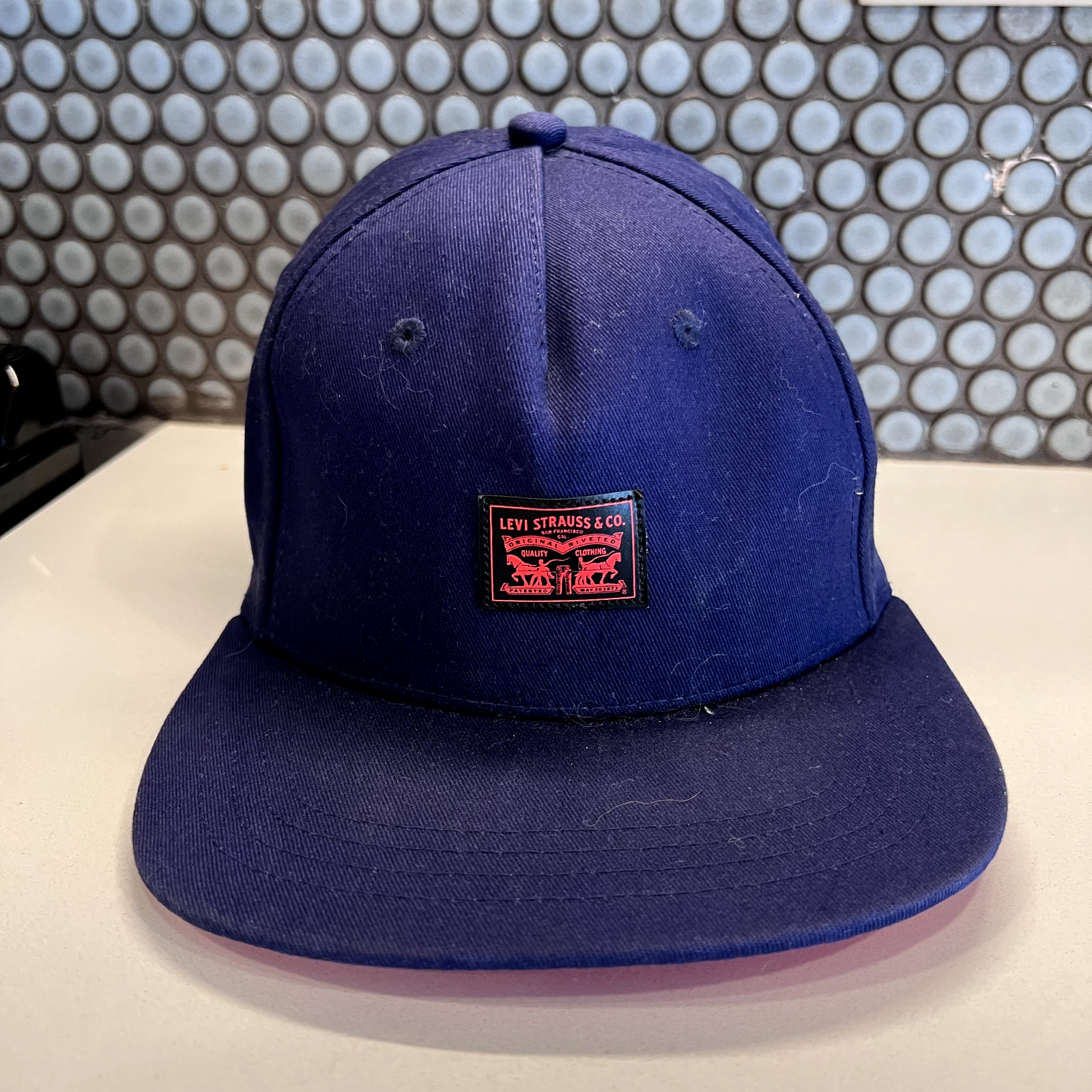 Levis Hat Cap Snap Back Blue Red Adjustable Casual Mens Embroidered Adult