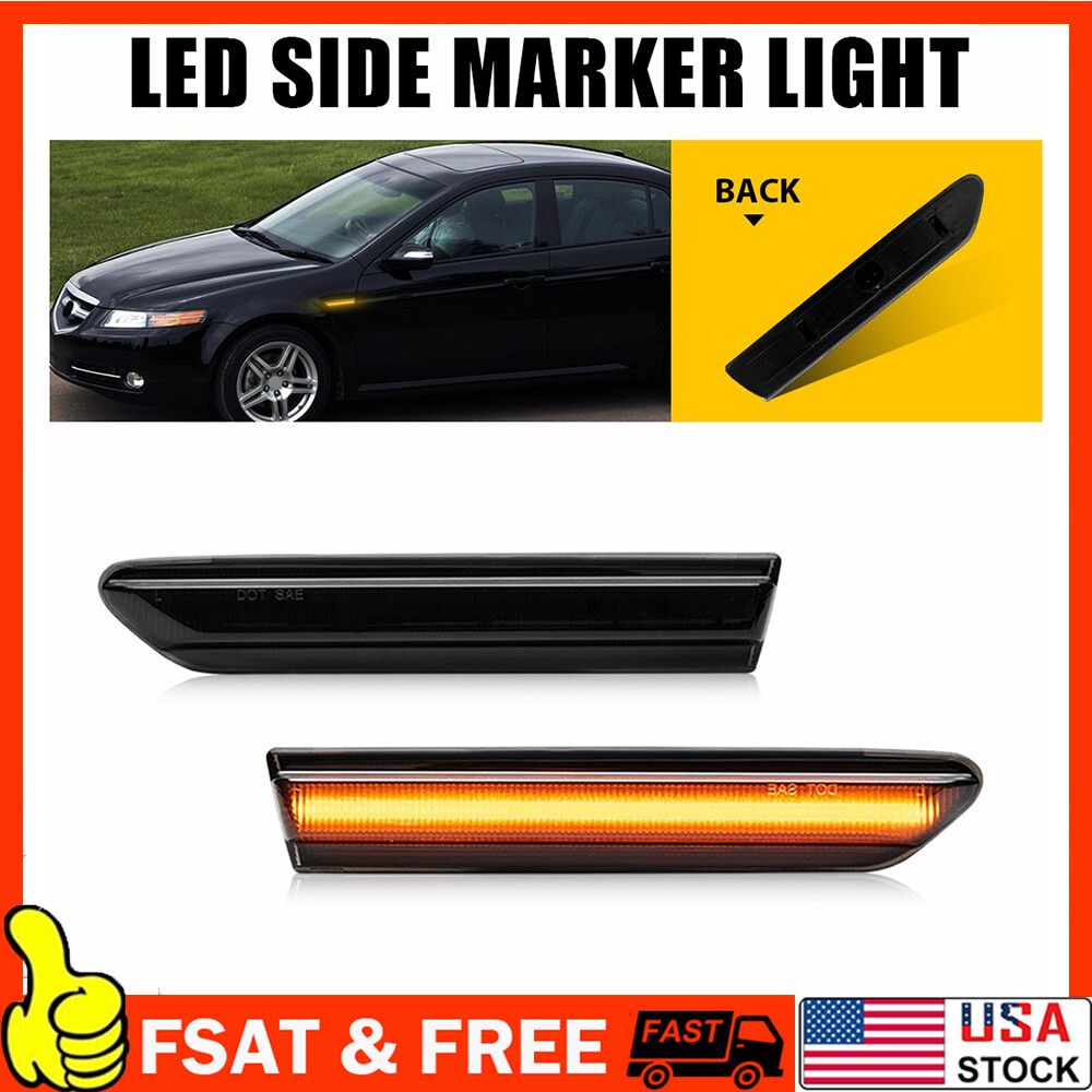 2PCS Smoked Amber LED Side Marker Lights for 2004-2008 Acura TL