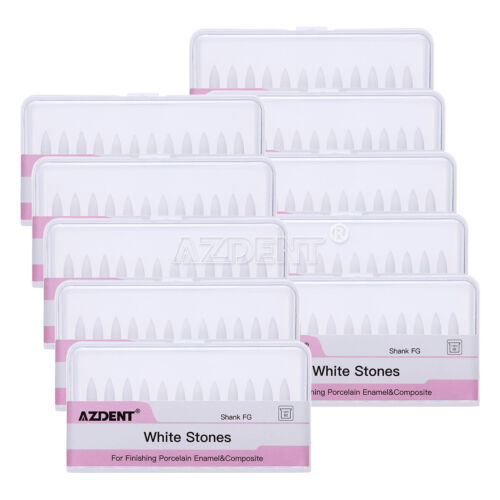 12pcs/pack AZDENT Dental Flame White Stone Polishing Burs FG Aluminum Oxide Burs - Picture 9 of 15