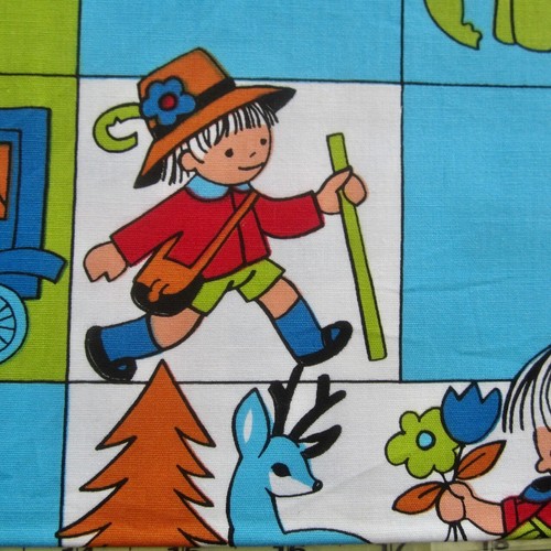 55cm x 124cm Vintage Cotton Sewing Fabric 1970s Novelty Kids Toys Animals Retro - Picture 4 of 9