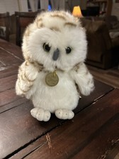 Miyoni By Aurora Owl Plush 9" Snow Owl White Brown Stuffed Animal Plush