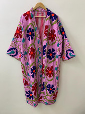 Hippie Embroidered Cotton Suzani Kimono | Bathrobe | Hand Embroidered Kimono