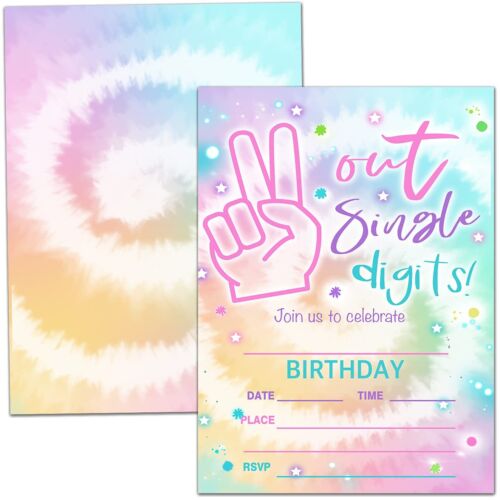 10th Birthday Party Invitation Cards, Out Single Digits Party Celebration, Pa...