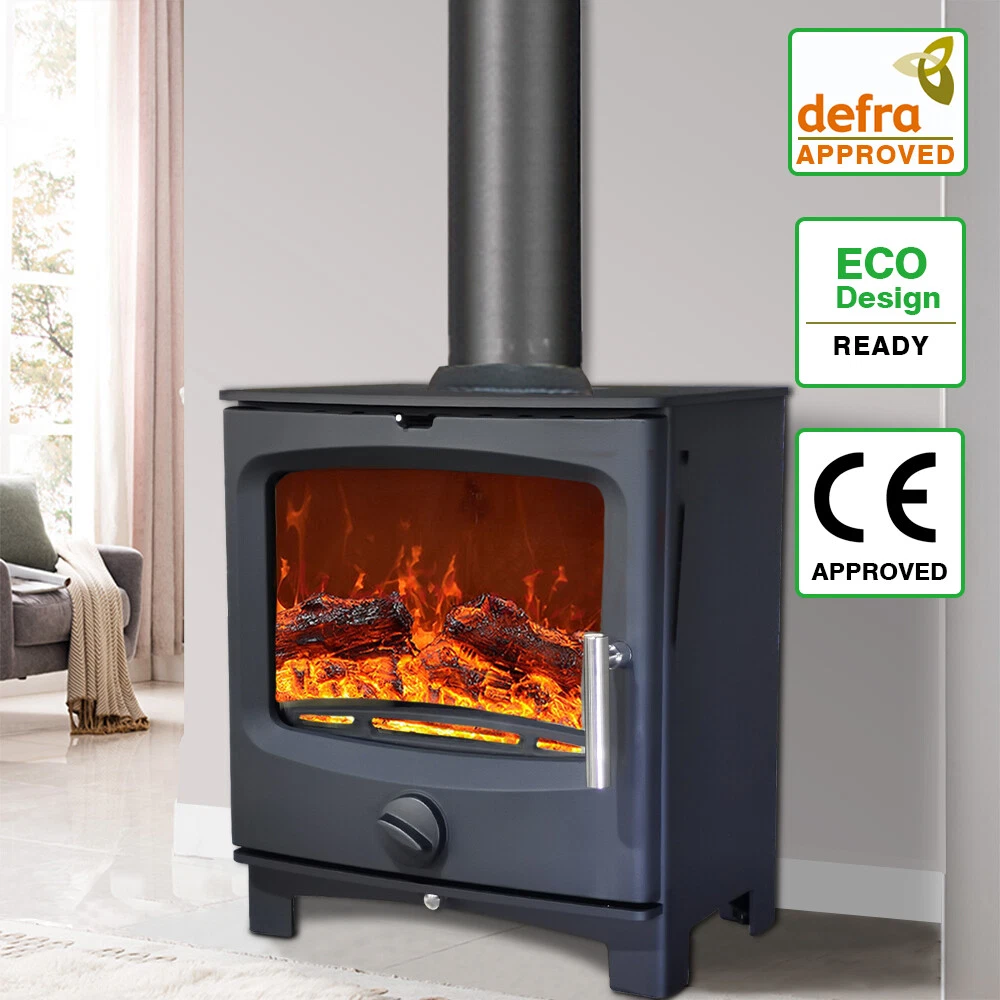 5KW Multifuel Steel Wood Burning Stove Defra Log Burner Woodburner  Fireplace | eBay