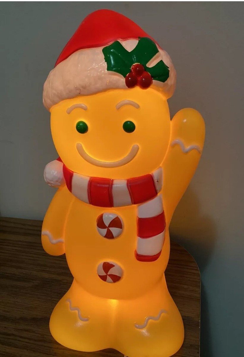 New Gingerbread Man Blow Mold Light Up Christmas Decoration