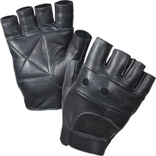 Men's Leather Fingerless Motorcycle Biker Gloves - Driving Riding Hunting Gloves